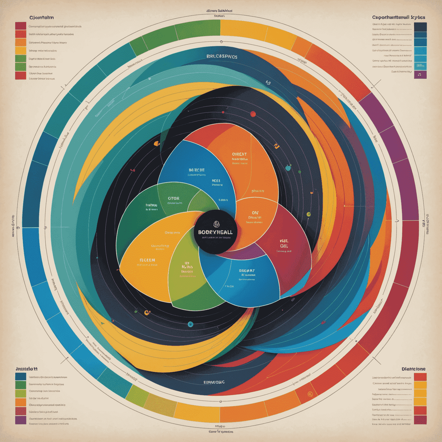 A circular diagram showing different colored waves representing physical, emotional, and intellectual biorhythm cycles