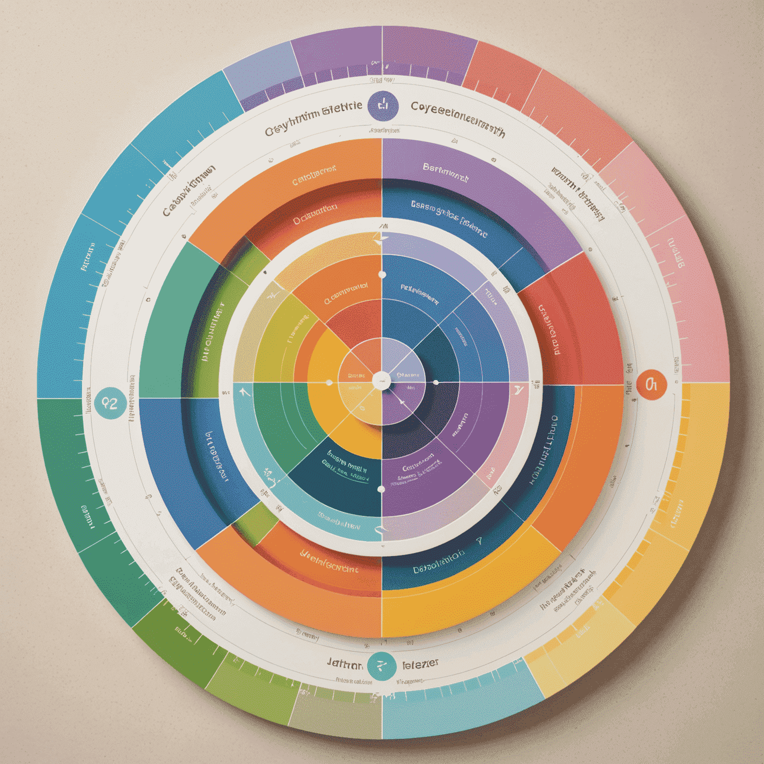 A colorful circular diagram showing different biorhythm cycles (physical, emotional, intellectual) with gentle pastel colors and smooth curves